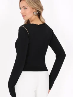 Faina Damen Pullover in schwarz - Ausschnitt: Rundhals
