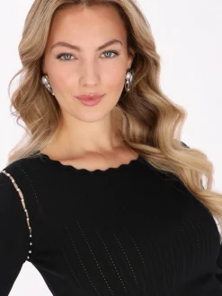 Faina Damen Pullover in schwarz - Ausschnitt: Rundhals