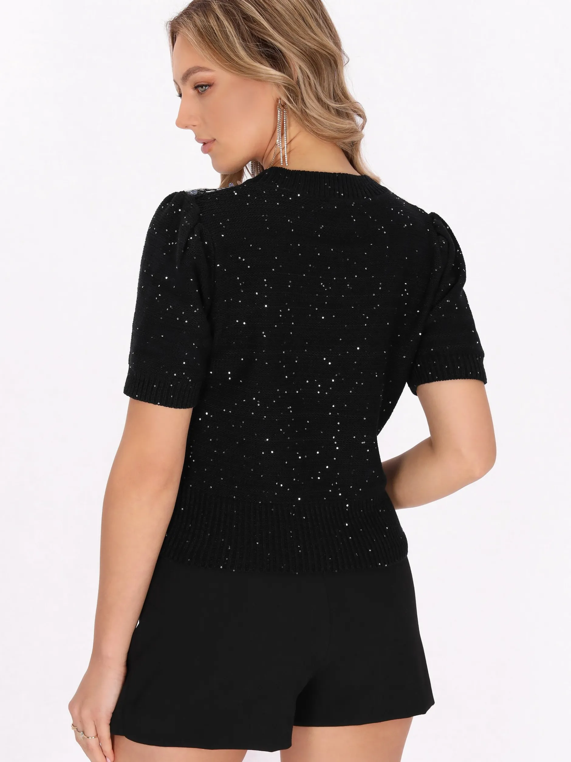 Faina Damen Pullover in schwarz - Ausschnitt: Rundhals