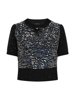 Faina Damen Pullover in schwarz - Ausschnitt: Rundhals