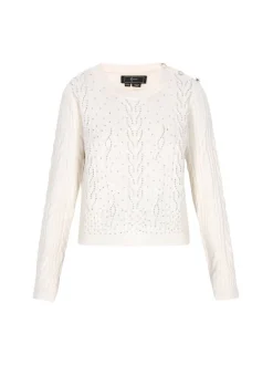 Faina Damen Pullover in weiß - Ausschnitt: Rundhals