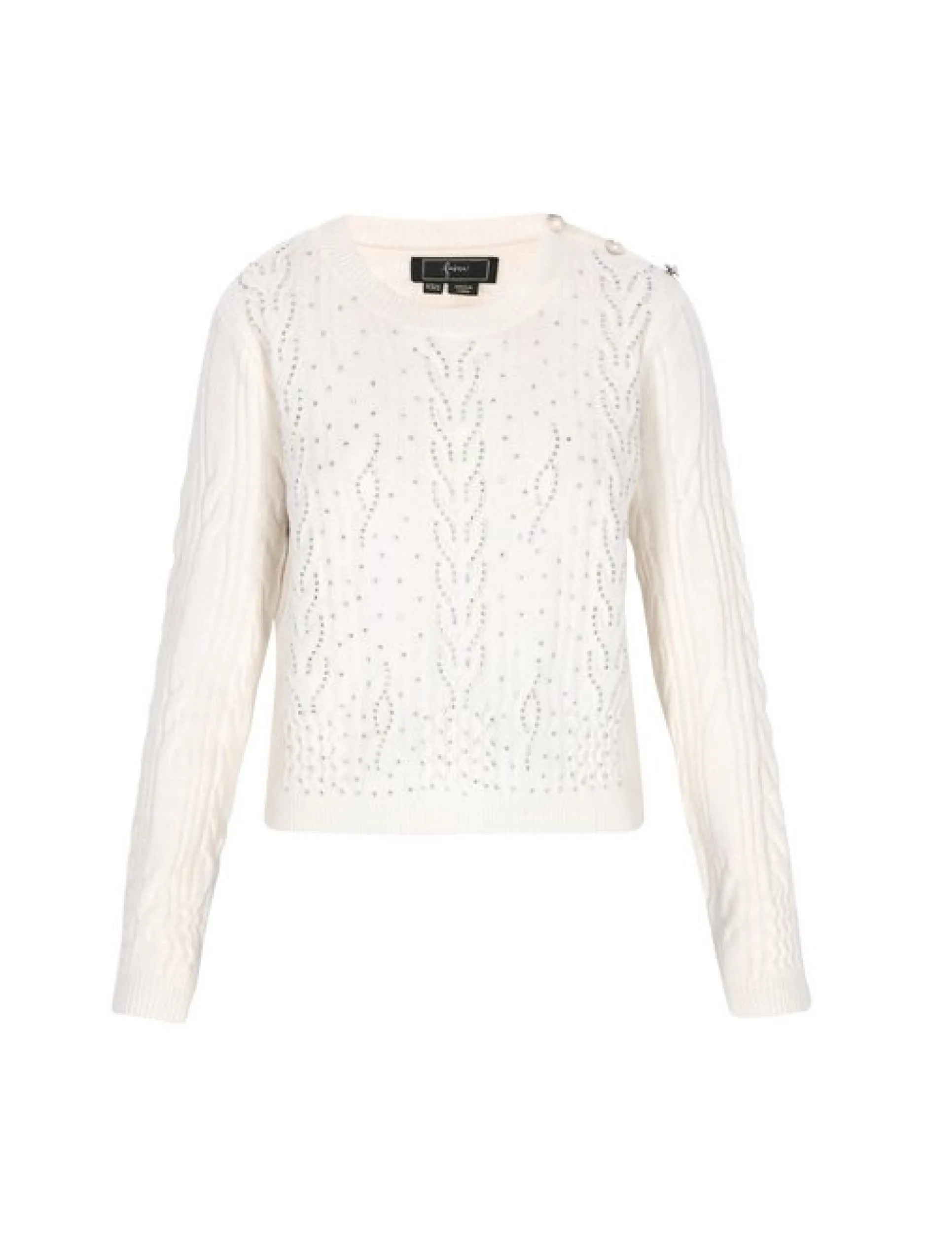 Faina Damen Pullover in weiß - Ausschnitt: Rundhals