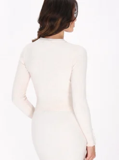 Faina Damen Pullover in weiß - Ausschnitt: Rundhals