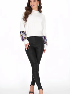 Faina Damen Pullover in weiß - Ausschnitt: Rundhals