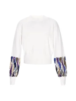 Faina Damen Pullover in weiß - Ausschnitt: Rundhals