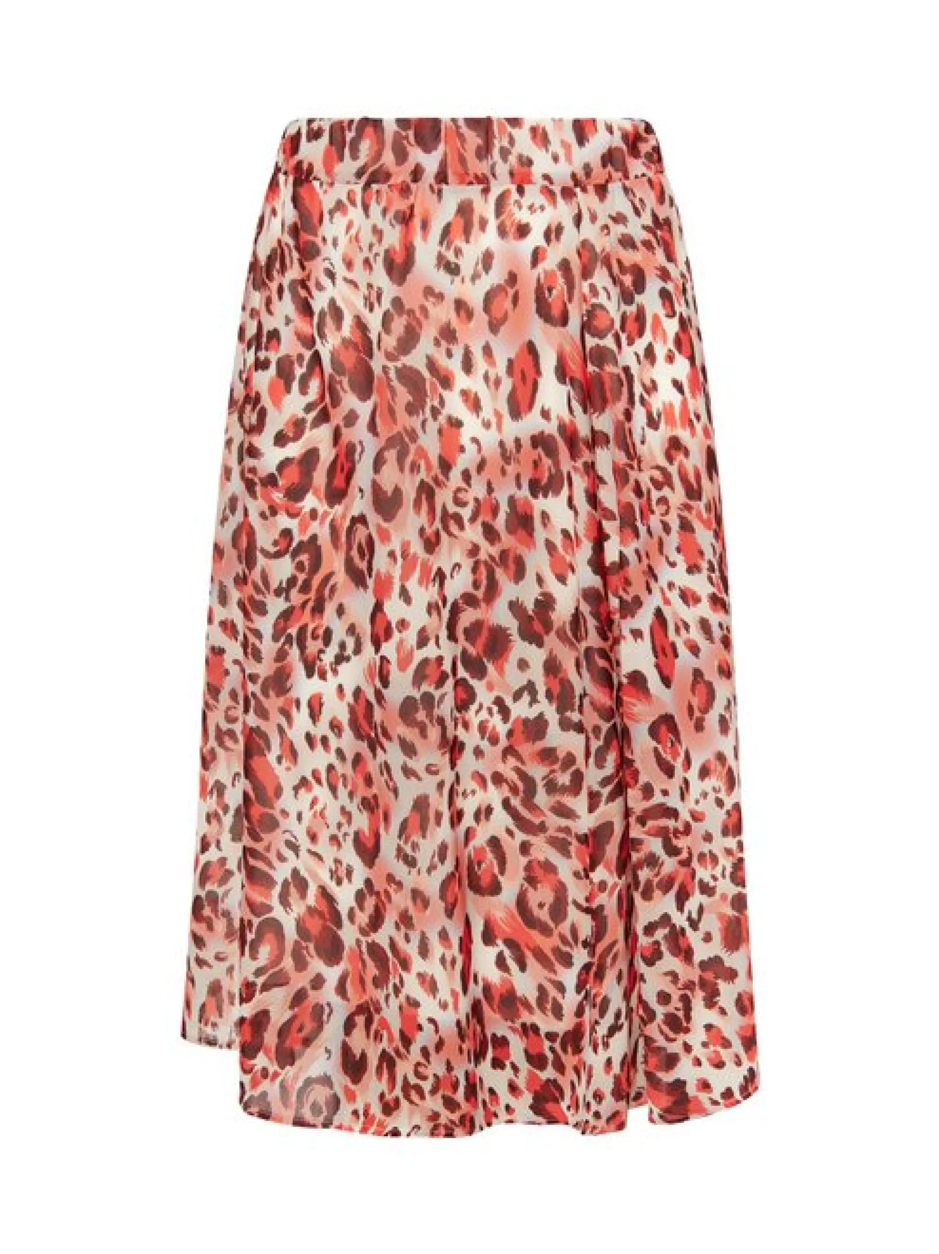 Faina Damen Rock mit Leoprint in rot - Länge: mittel