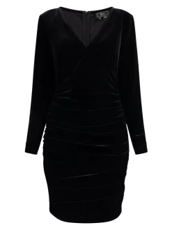 Faina Damen samtkleid in schwarz - Länge: mittel