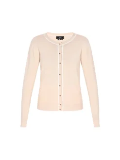 Faina Damen Strickjacke in beige - Ausschnitt: Rundhals