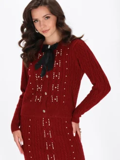 Faina Damen Strickjacke in bordeaux