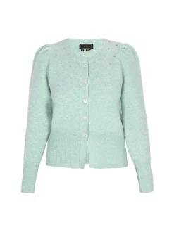 Faina Damen Strickjacke in grün - Ausschnitt: Rundhals