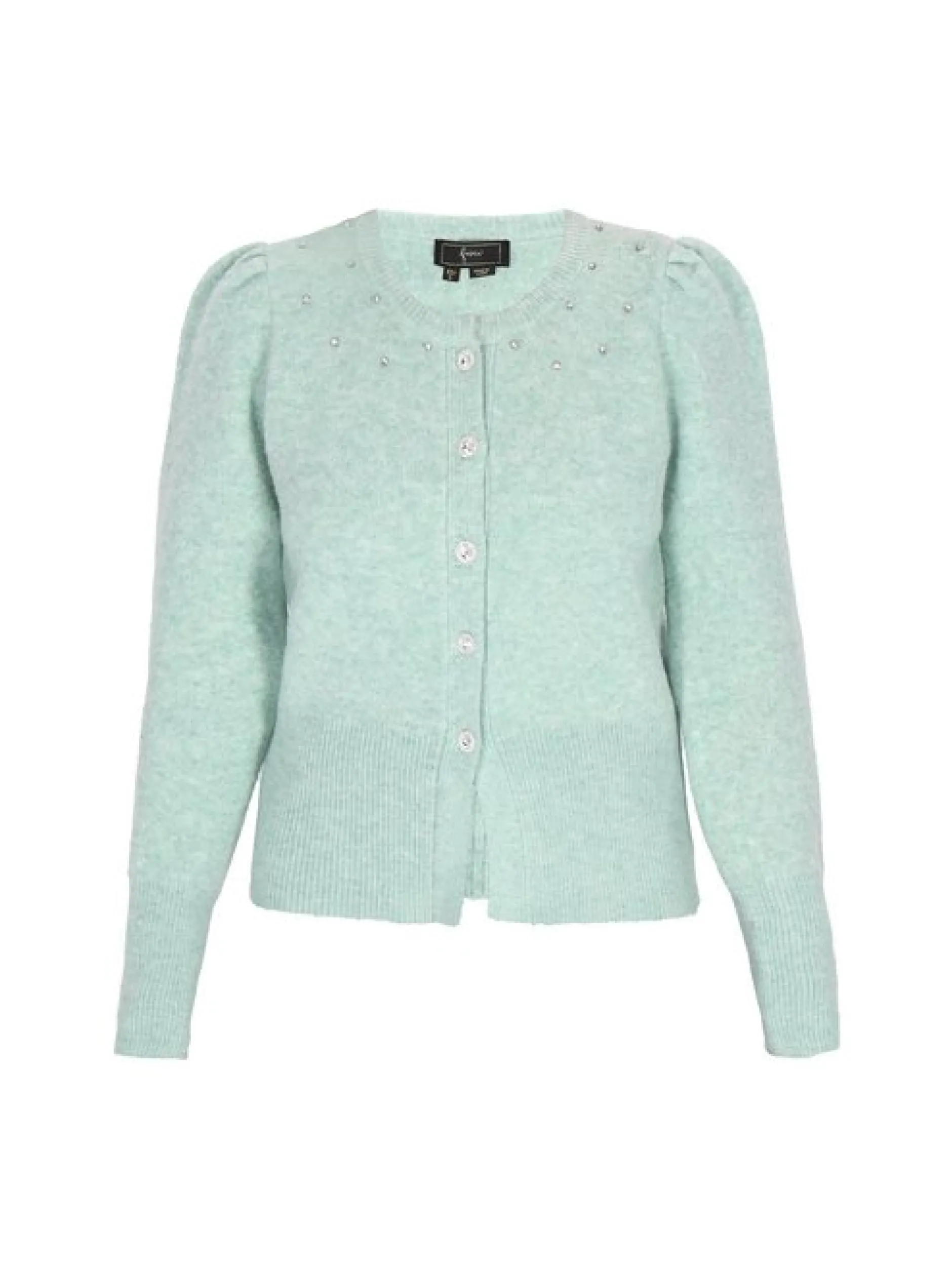 Faina Damen Strickjacke in grün - Ausschnitt: Rundhals