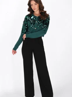 Faina Damen Strickjacke in grün - Ausschnitt: Rundhals