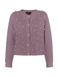 Faina Damen Strickjacke in lila - Ausschnitt: Rundhals