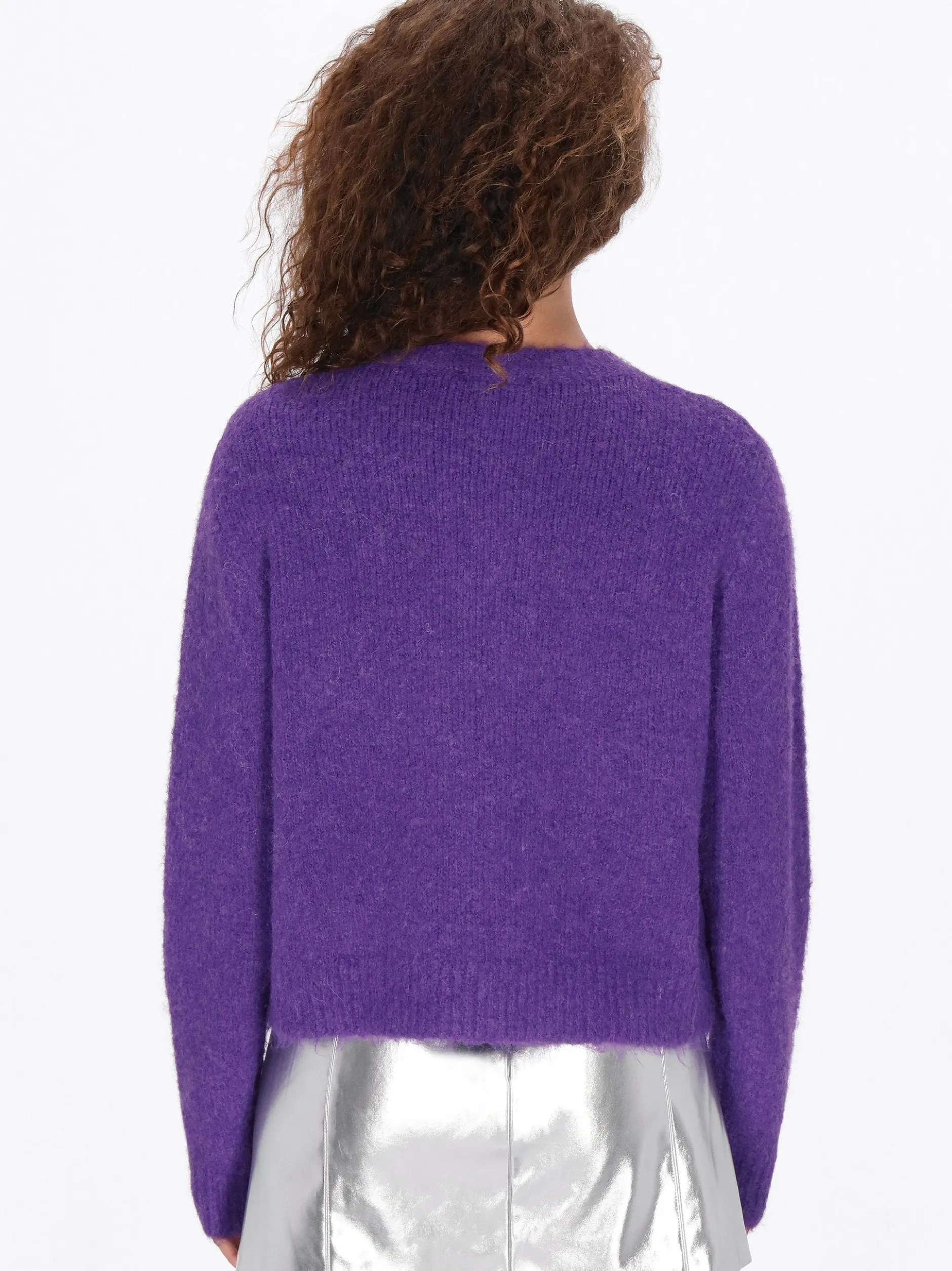 Faina Damen Strickjacke in lila - Ausschnitt: Rundhals