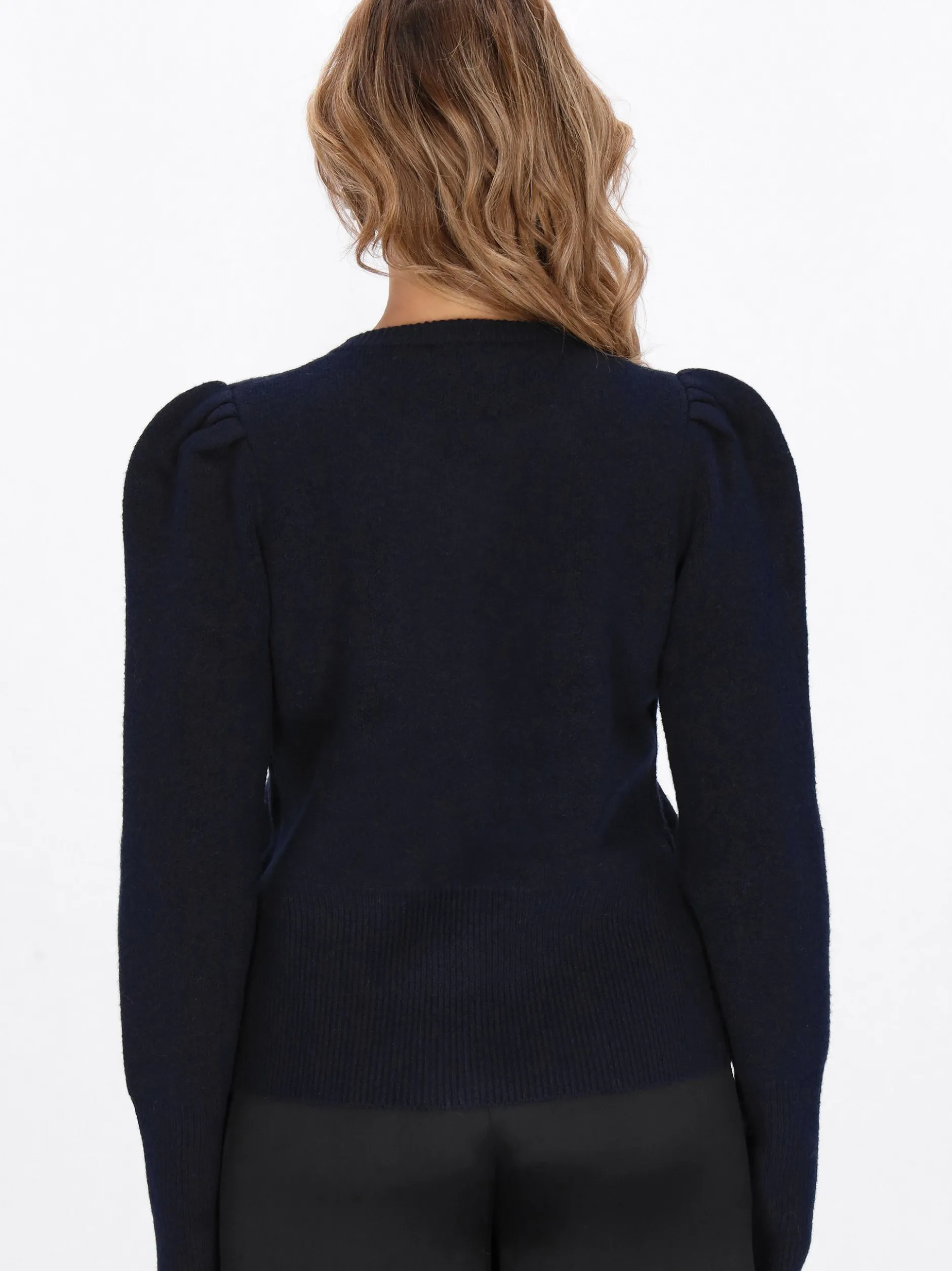 Faina Damen Strickjacke in marine - Ausschnitt: Rundhals