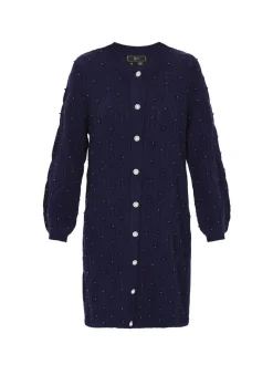Faina Damen Strickjacke in marine - Ausschnitt: Rundhals