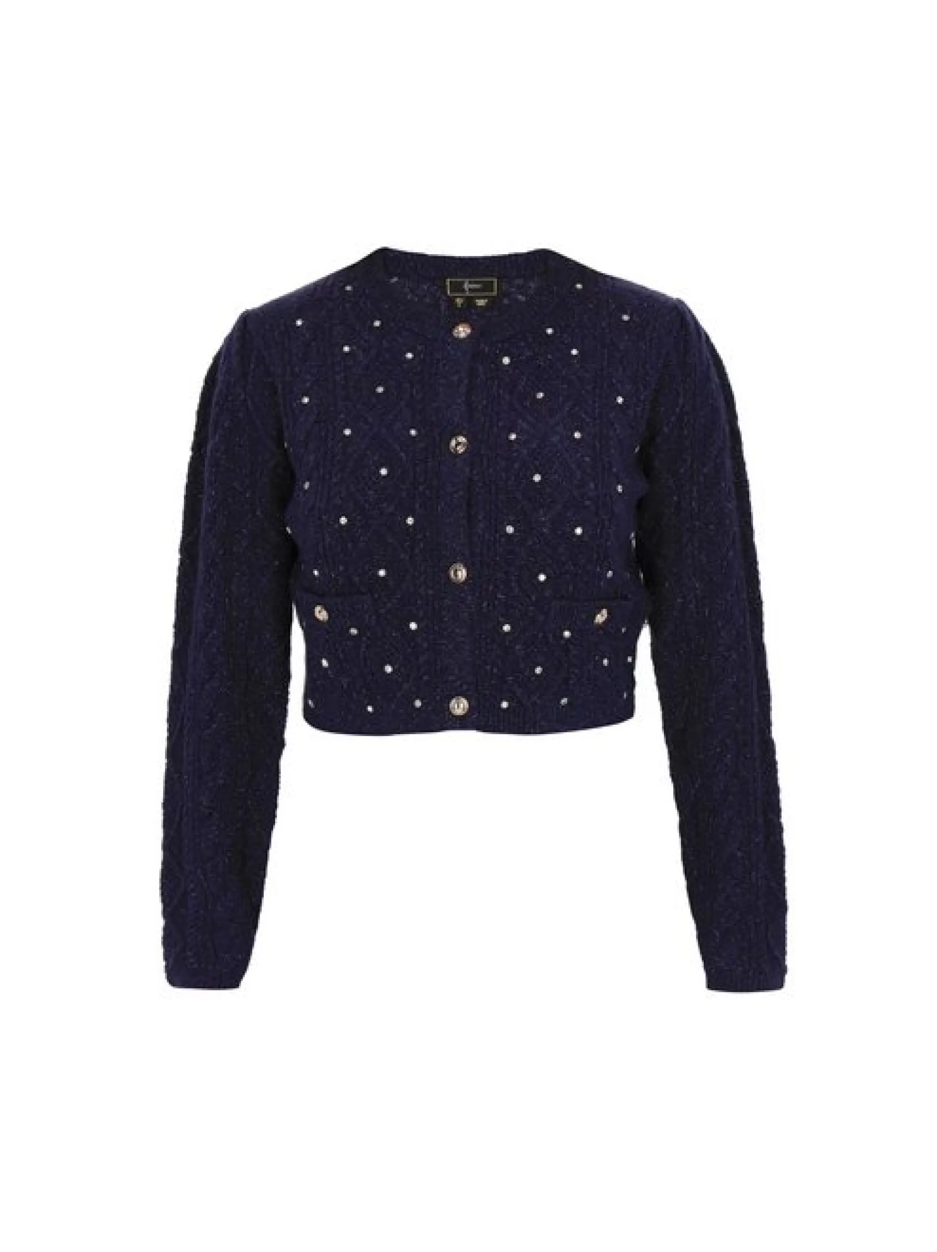 Faina Damen Strickjacke in marine - Ausschnitt: Rundhals