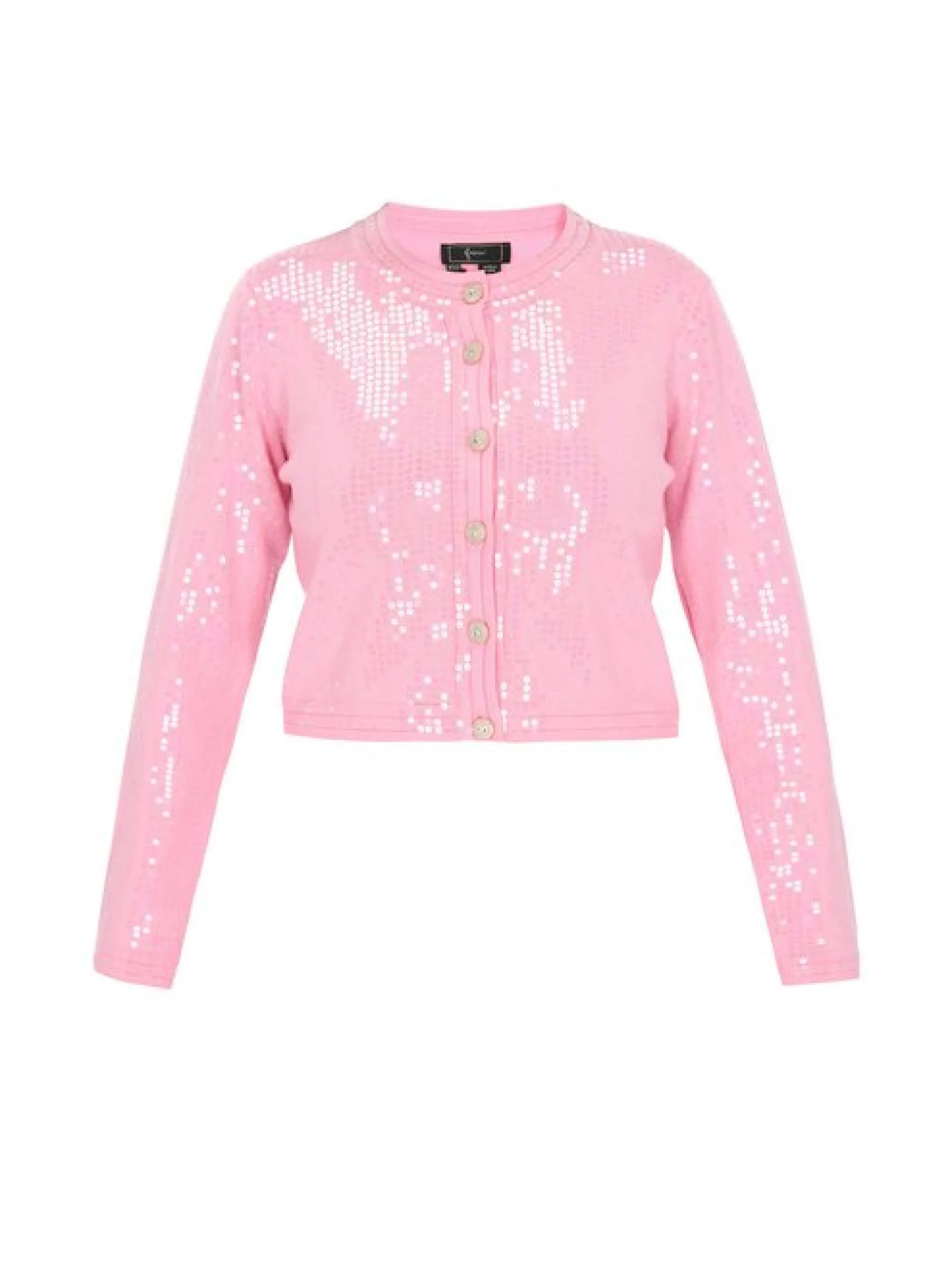 Faina Damen Strickjacke in rosa - Ausschnitt: Rundhals