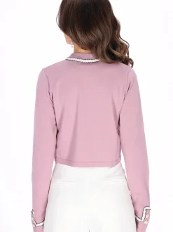 Faina Damen Strickjacke in rosa - Ausschnitt: Rundhals