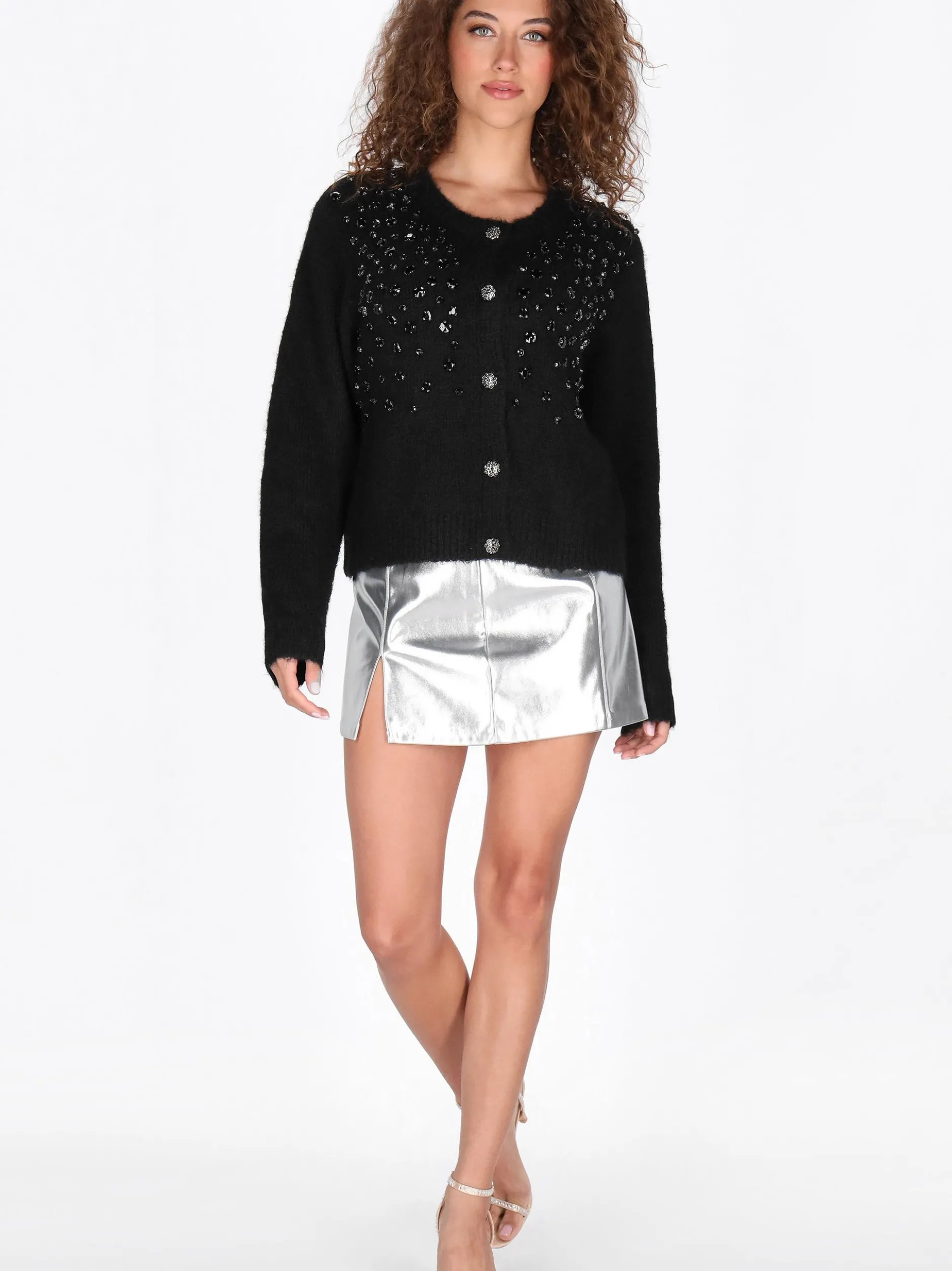 Faina Damen Strickjacke in schwarz
