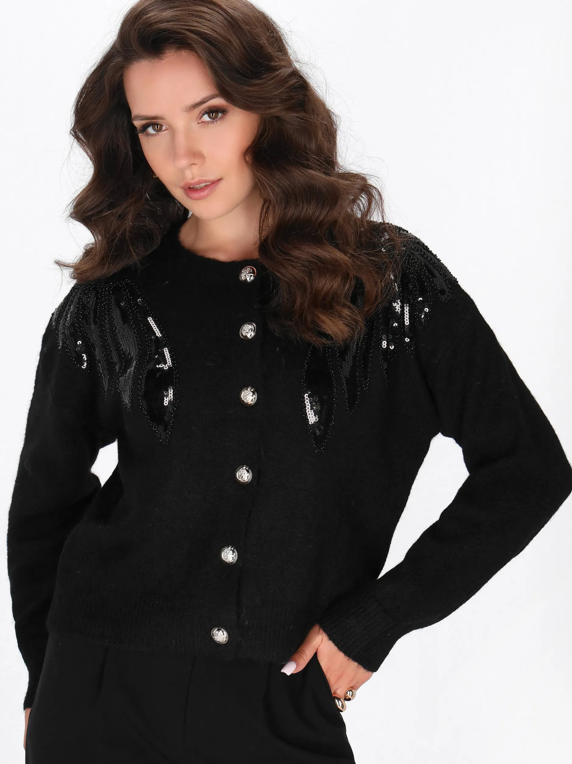 Faina Damen Strickjacke in schwarz