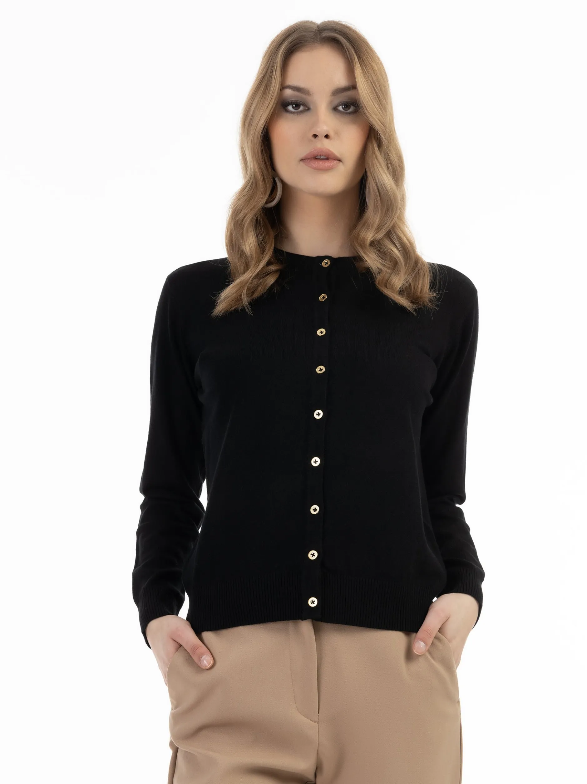 Faina Damen Strickjacke in schwarz