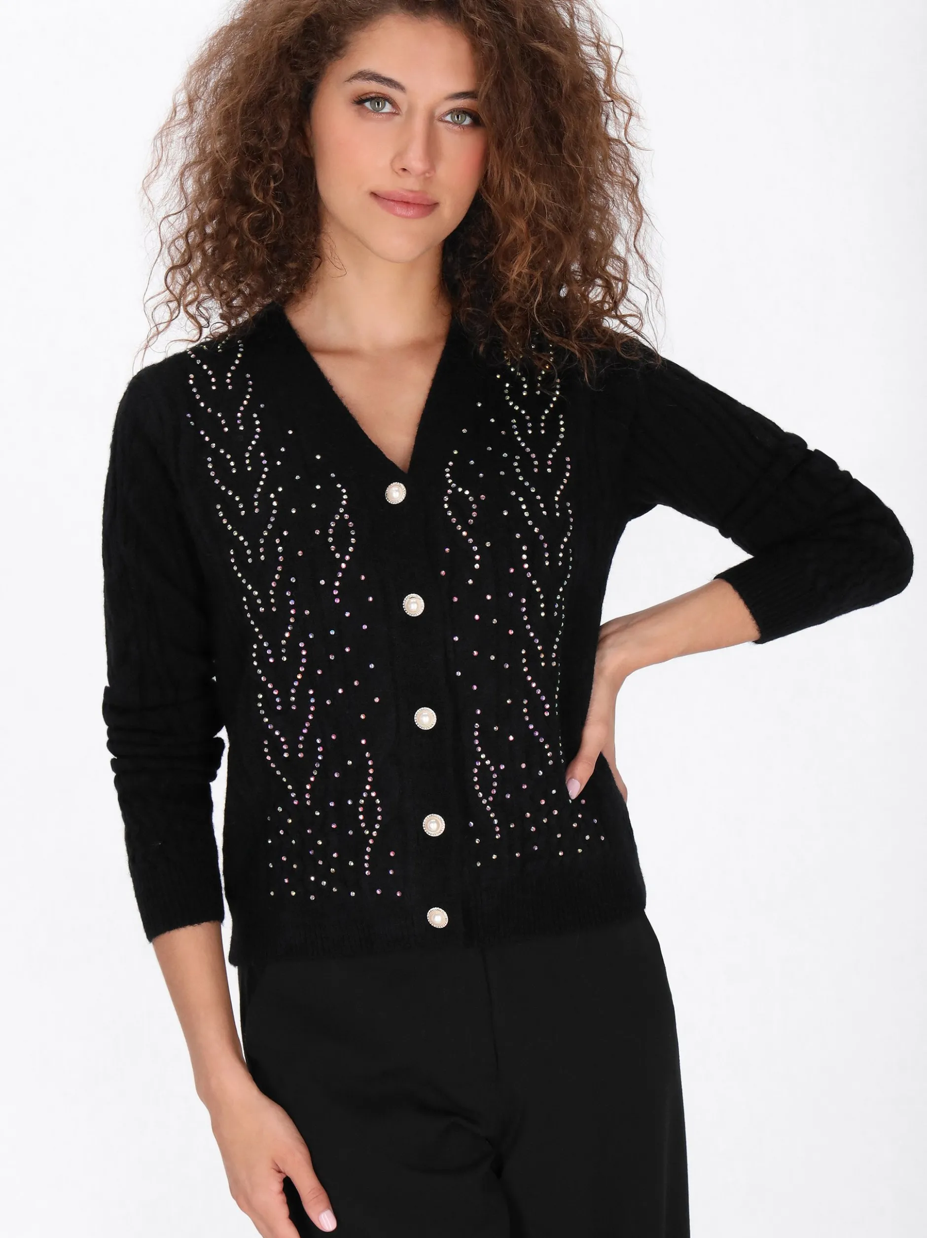 Faina Damen Strickjacke in schwarz