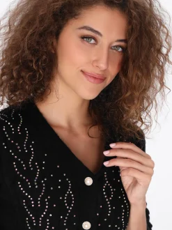 Faina Damen Strickjacke in schwarz