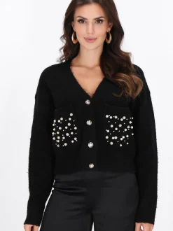 Faina Damen Strickjacke in schwarz