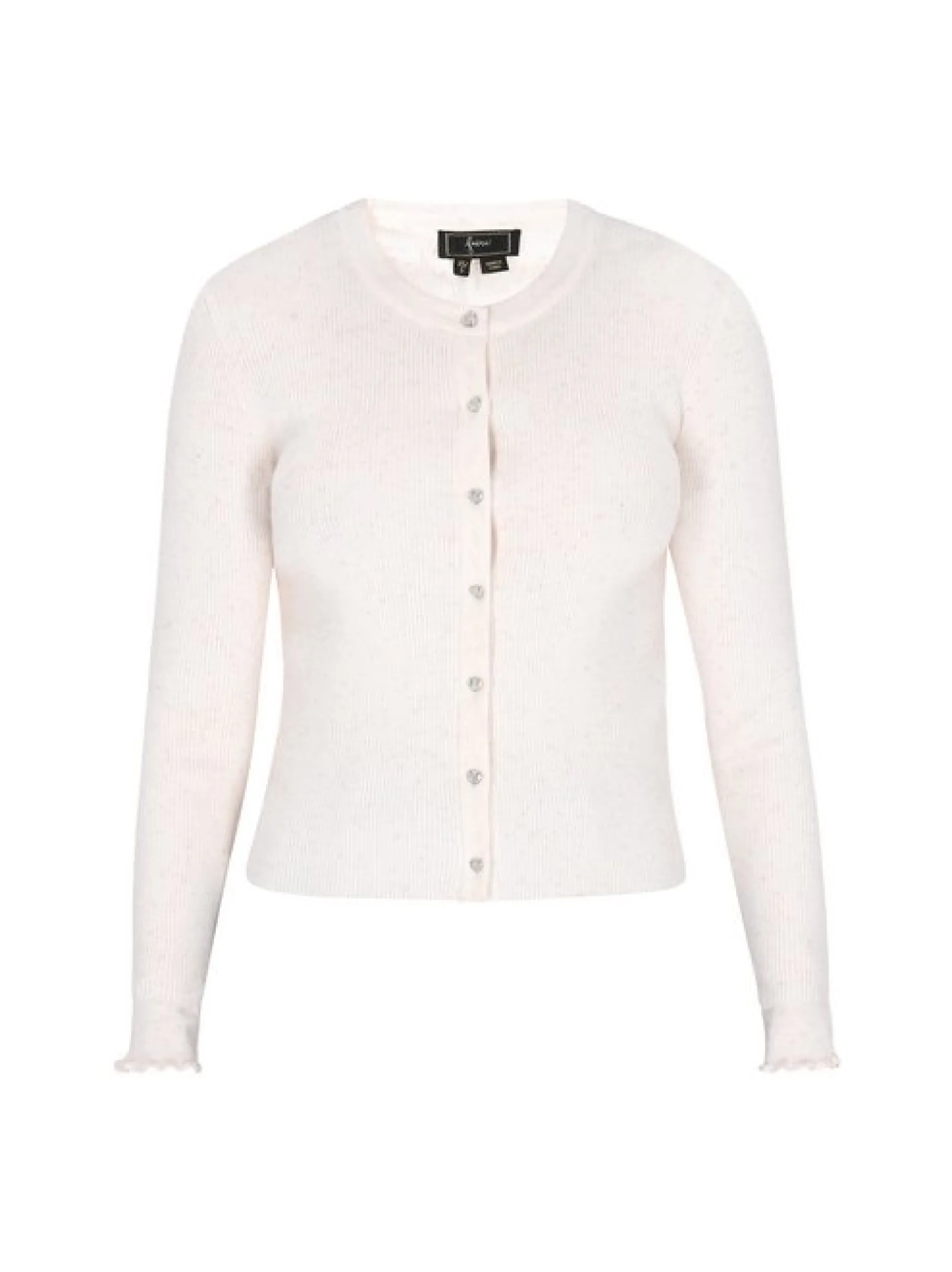 Faina Damen Strickjacke in weiß - Ausschnitt: Rundhals