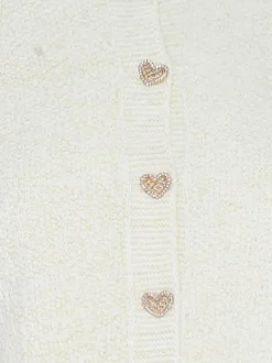 Faina Damen Strickjacke in weiß - Ausschnitt: Rundhals