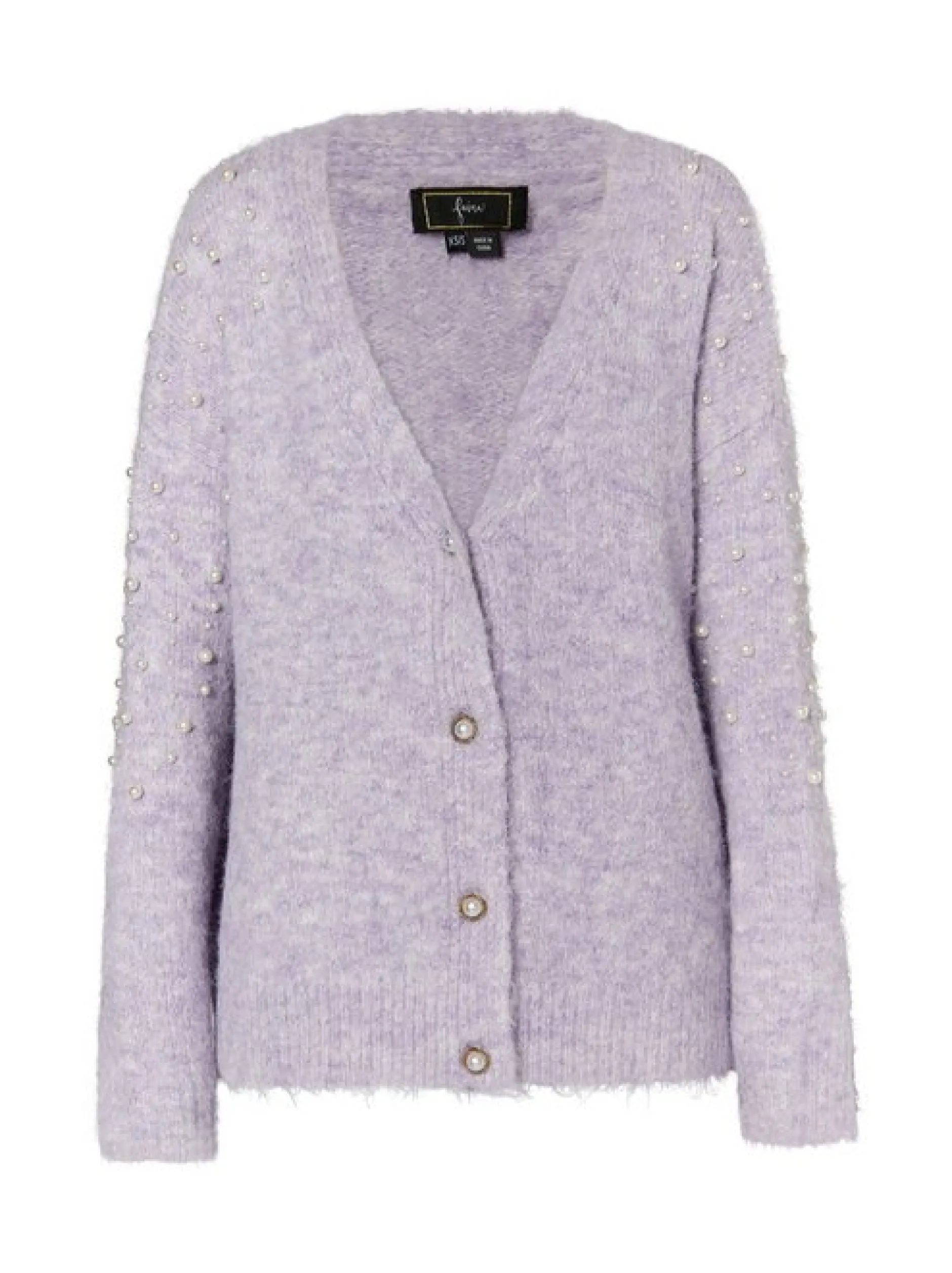 Faina Damen Strickjacke mit Perlen in lila
