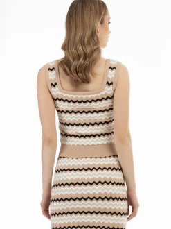 Faina Damen Strick-Tanktop in beige - Ausschnitt: Karree