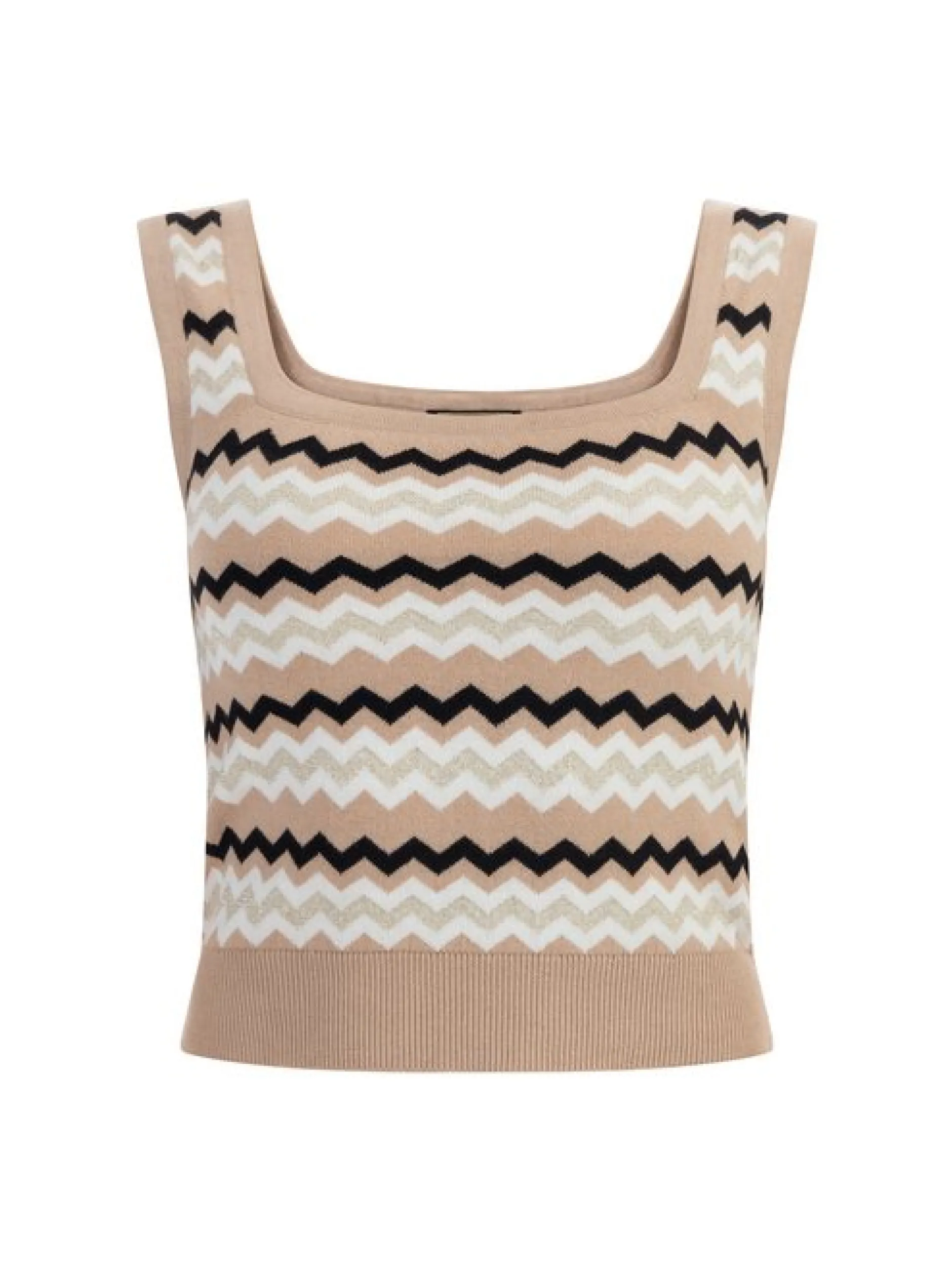 Faina Damen Strick-Tanktop in beige - Ausschnitt: Karree