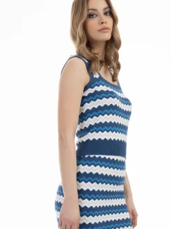 Faina Damen Strick-Tanktop in blau - Ausschnitt: Karree