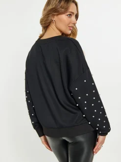 Faina Damen Sweatshirt in schwarz - Ausschnitt: Rundhals