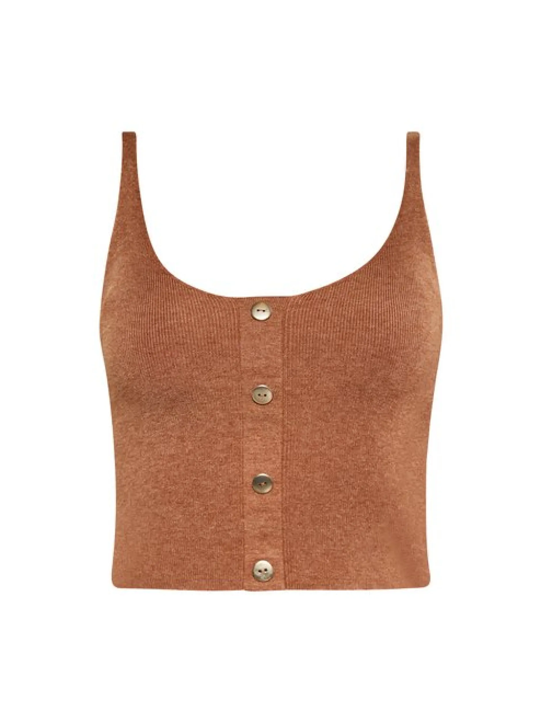 Faina Damen Top in braun - Ausschnitt: Rundhals