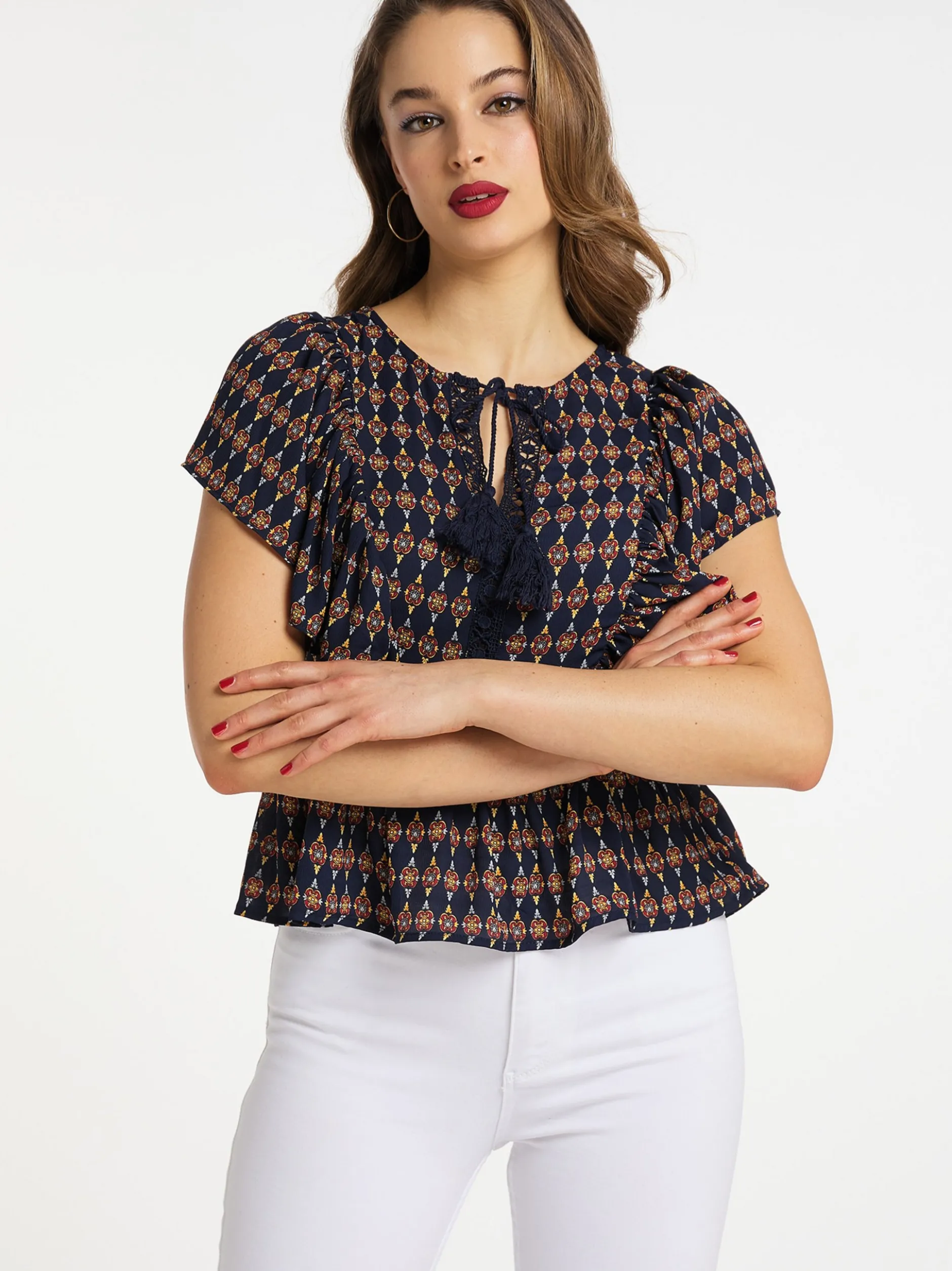 Faina Damen Tunika kurzarm in marine