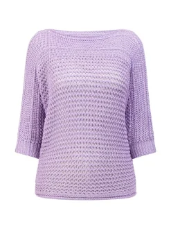 Faina Damen Weitmaschiger Strickpullover in flieder