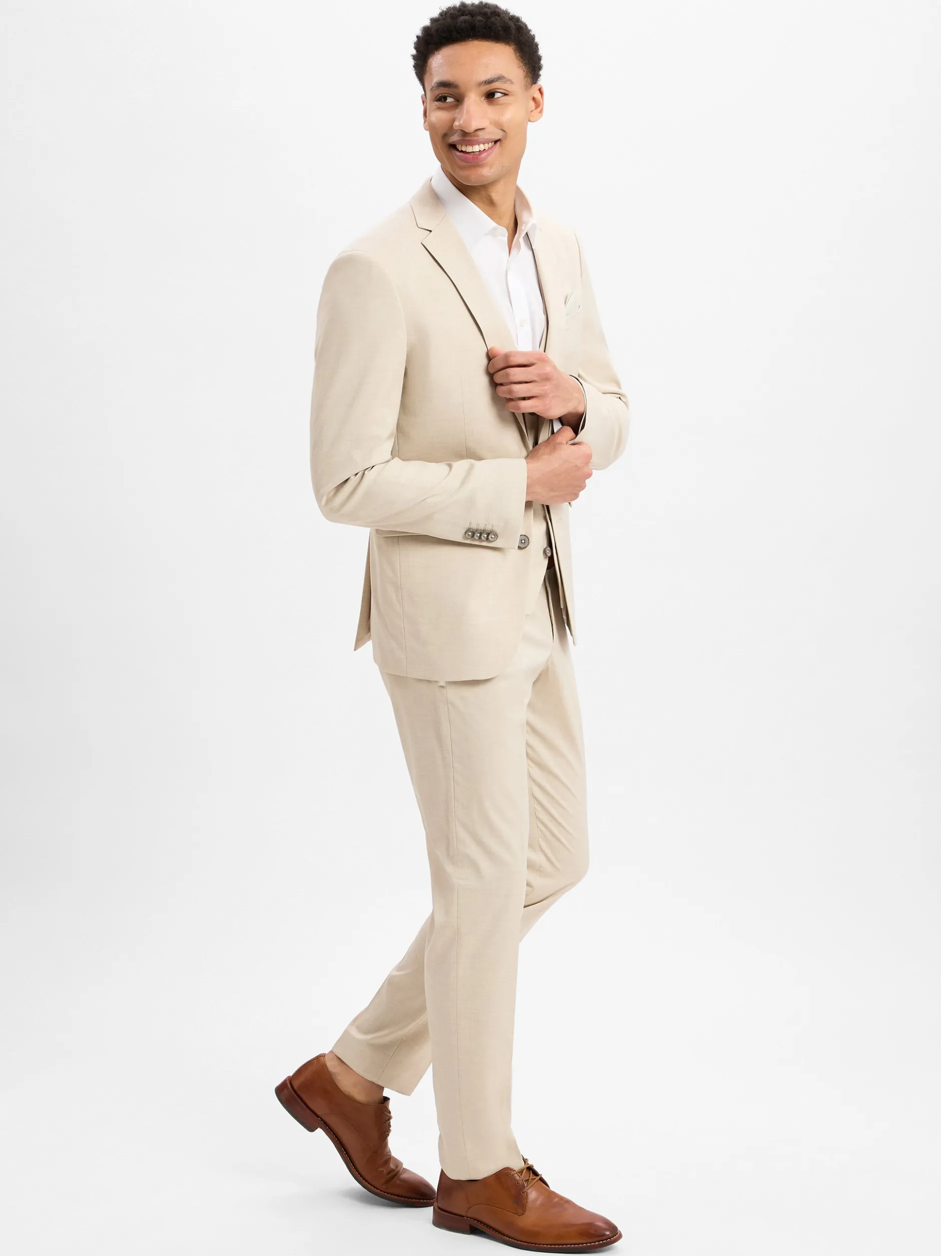 Finshley & Harding Herren Anzugweste - Alameda in beige weiß