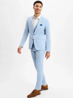 Finshley & Harding Herren Baukasten-Anzughose - California in hellblau weiß