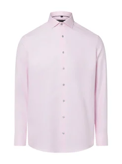 Finshley & Harding Herren Hemd Bügelfrei in rosa weiß