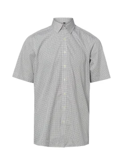 Finshley & Harding Herren Kurzarmhemd in weiß indigo