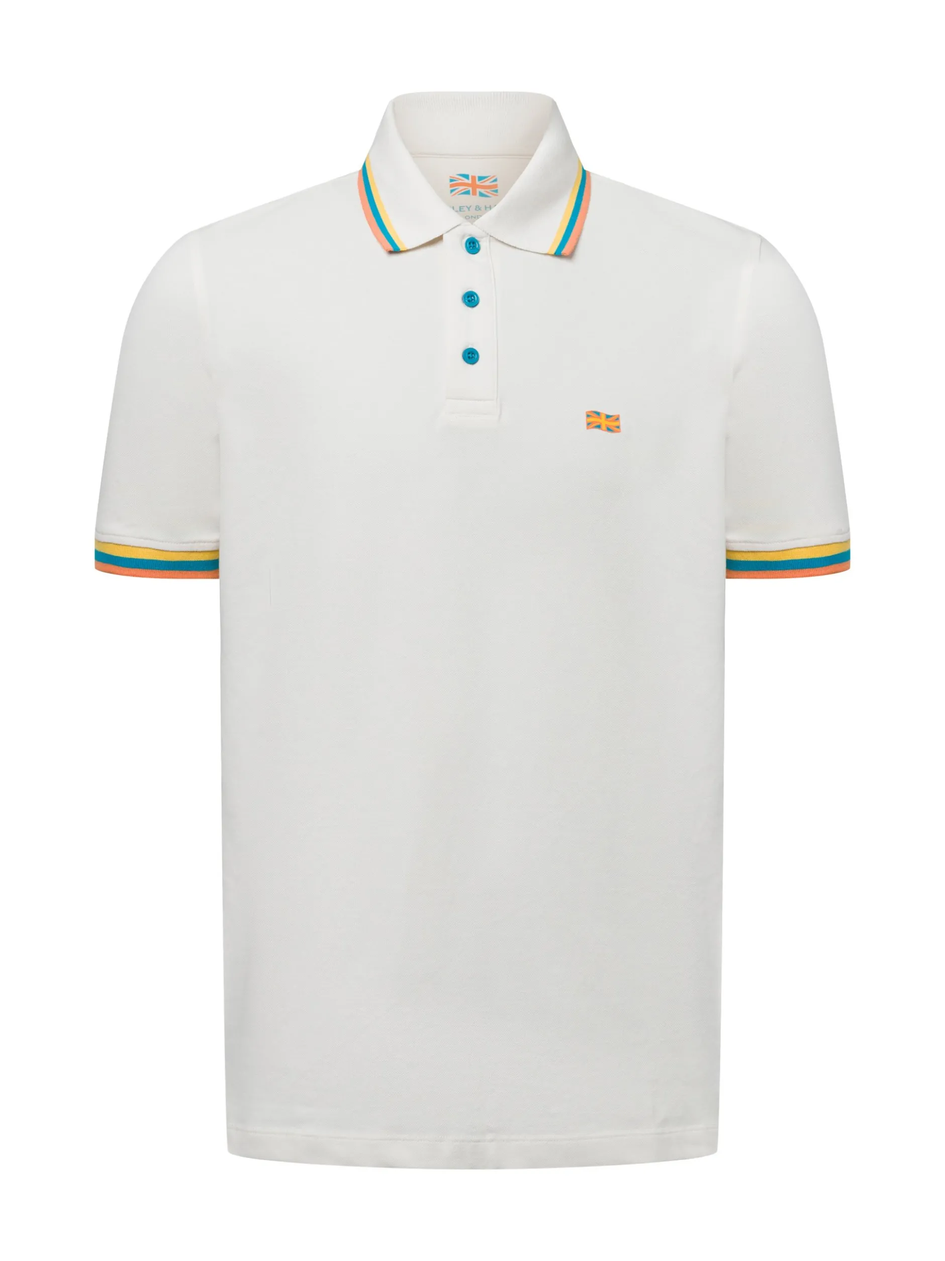 Finshley & Harding London Herren Poloshirt in beige mehrfarbig