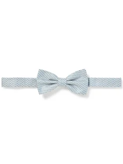 Finshley & Harding London Herren Fliege und Einstecktuch aus Seide in silber schilf