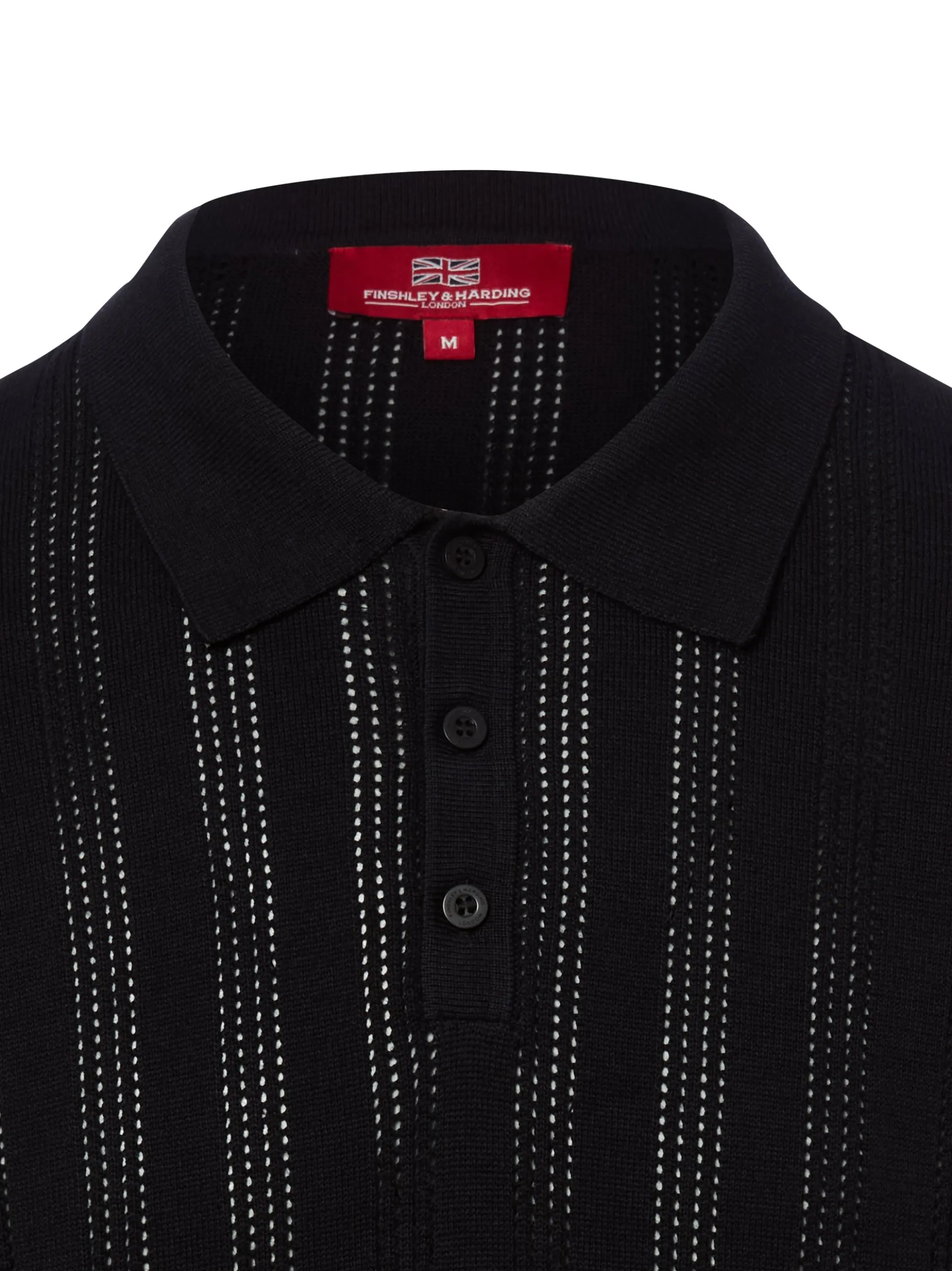 Finshley & Harding London Herren Strick-Poloshirt in marine