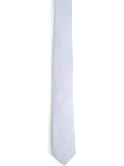 Finshley & Harding London Herren Krawatte und Einstecktuch aus Seide in hellblau silber
