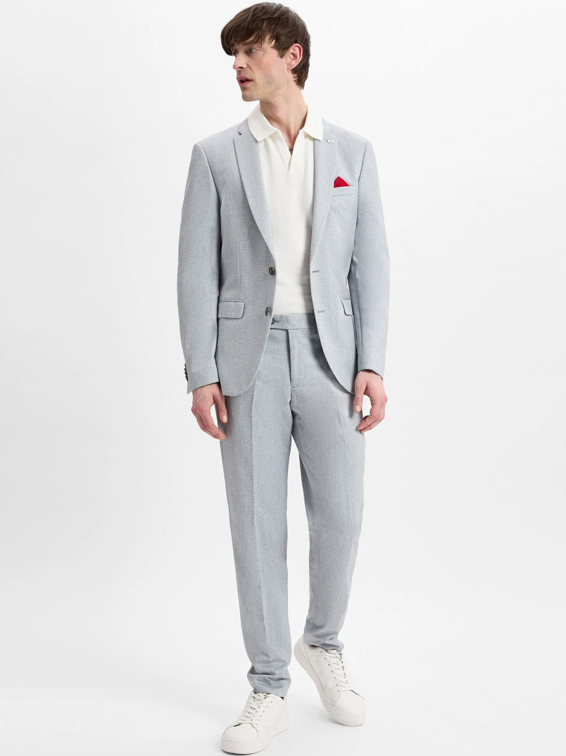 Finshley & Harding London Herren Baukasten-Sakko - Brixdon in hellgrau ecru