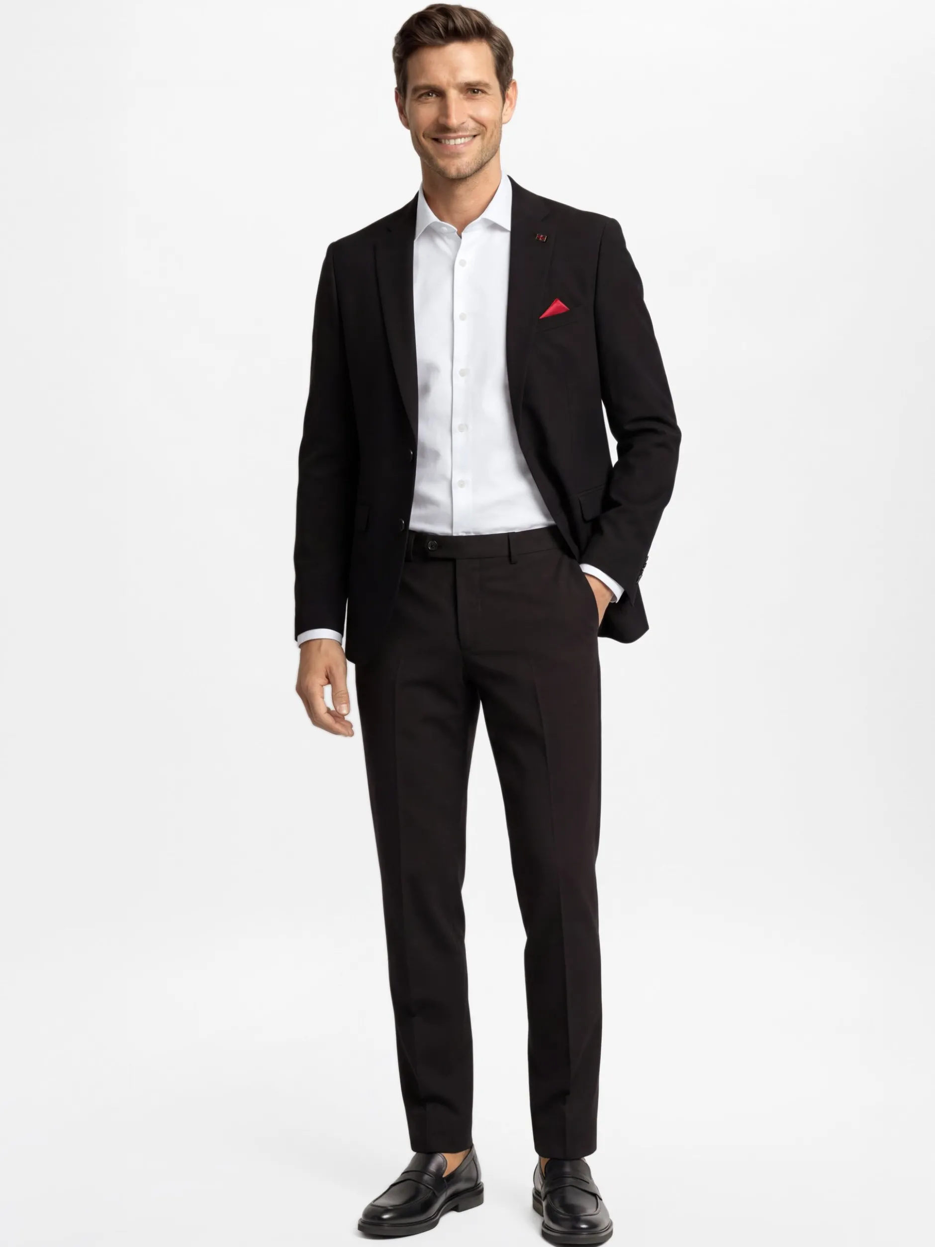 Finshley & Harding London Herren Baukasten-Hose Slim Fit - Hoxdon in schwarz