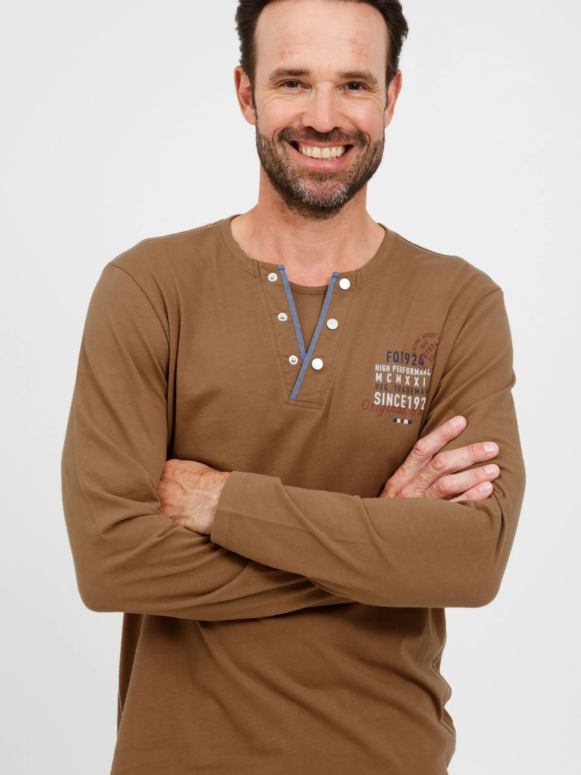 FQ1924 Herren Henleyshirt - FQRolf in braun